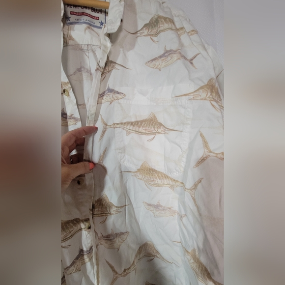 Mens cotton Newport Blue button up - Picture 2 of 4